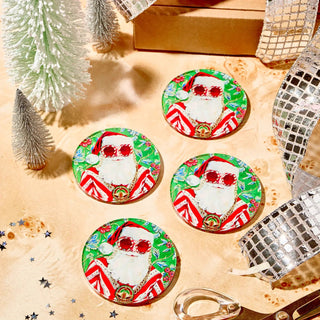 Swanky Santa Coasters - Boxed Set of 4 - Boutique Bella BellaCoasters