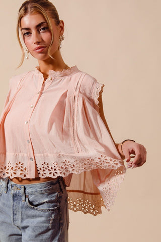 Sweet Garden Eyelet Top - Blush - Boutique Bella BellaBlouse