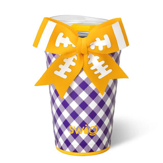Swig GAMEDAY GINGHAM PURPLE + YELLOW Party Cup 24oz - Boutique Bella BellaTumbler