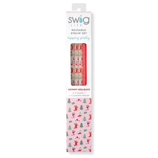 Swig Howdy Holidays Red Glitter Reusable Straw Set - Boutique Bella BellaReusable Straws