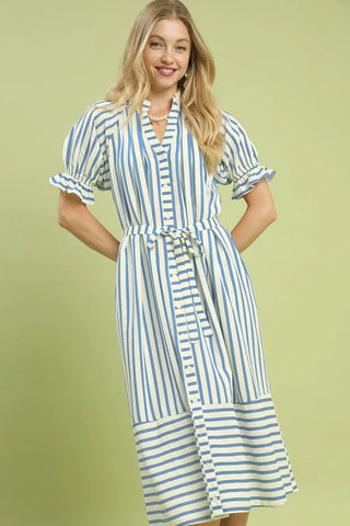Tailored Stripes Midi Dress - Boutique Bella Belladress