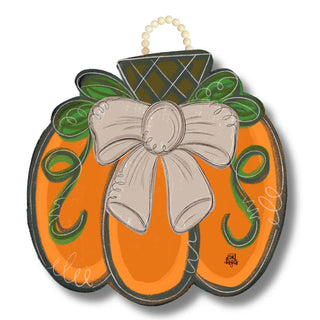 Tan Bow Pumpkin Door Hanger - Boutique Bella BellaDOOR HANGER