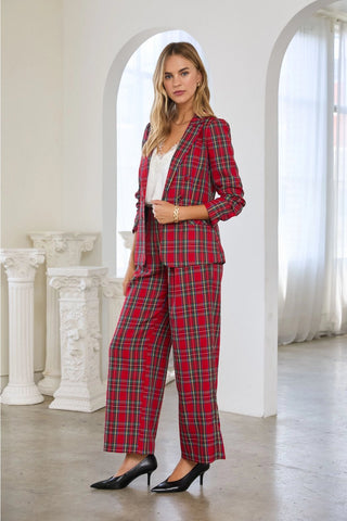 Tartan Check Double-Breasted Blazer - Boutique Bella BellaBlazer