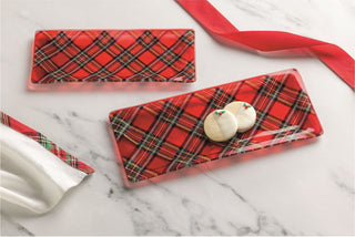Tartan Glass Tray - Two Sizes - Boutique Bella BellaChristmas Decor