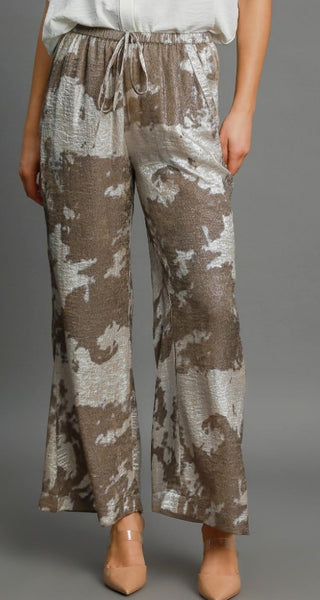 Taupe Metallic Wide Leg Pants - Boutique Bella BellaBottoms