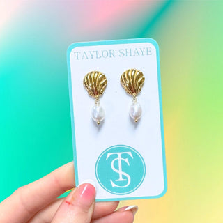 Taylor Shaye Shell & Pearl Stud Earrings - Boutique Bella BellaEarrings