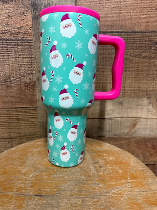 Teal Santa & Candy Cane 40oz Tumbler - Boutique Bella BellaTumbler