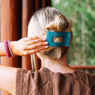 Teal With It Medium Flat Rectangle Hair Clip - Boutique Bella BellaHair Clip