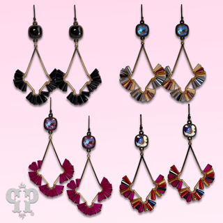 Teardrop earring with fluted beads and Austrian crystal - LC - Boutique Bella BellaEarrings