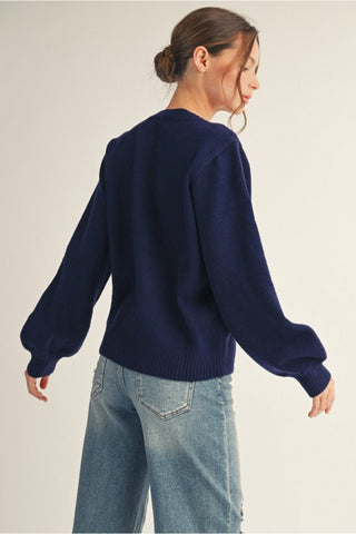 Teddy Cozy Navy Sweater - Boutique Bella BellaSweater