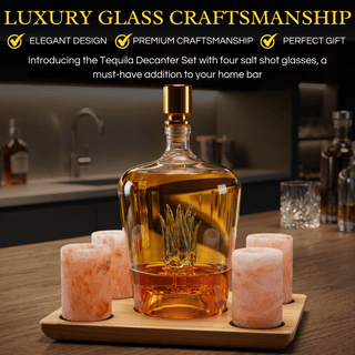 Tequila Decanter With Four Pink Himalayan Salt Shot Glasses Set Perfect For Tequila Agave Liquor Lov - Boutique Bella Bella