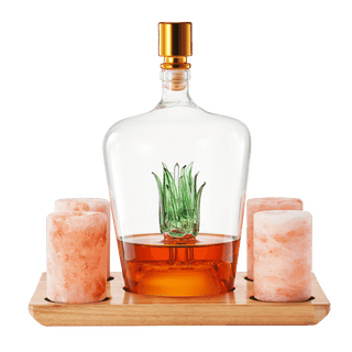 Tequila Decanter With Four Pink Himalayan Salt Shot Glasses Set Perfect For Tequila Agave Liquor Lov - Boutique Bella Bella