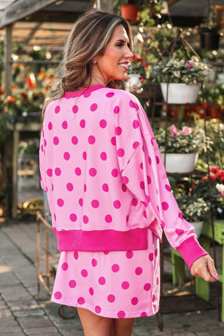 Terry Skort Set - Pink/Magenta Polka Dot - Boutique Bella BellaSets