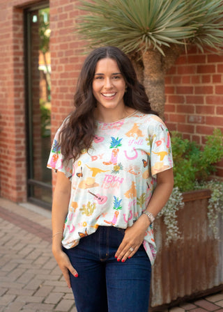 Texas Sweetheart Print Tee - Boutique Bella BellaTop