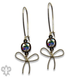 Textured bow earring, Austrian crystal - LC - Boutique Bella BellaEarrings
