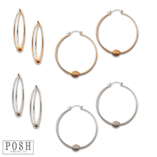Textured circle and floating charm earring, last call - Boutique Bella BellaEarrings