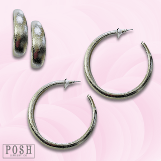 Textured hoop earring - LC - Boutique Bella BellaEarrings