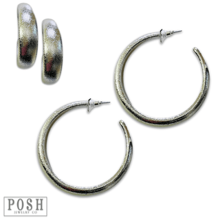 Textured hoop earring - LC - Boutique Bella BellaEarrings