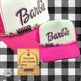 Checkerboard charm trucker hat chain