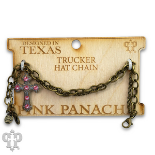 Bronze trucker hat chain with crystals from Swarovski® cross charm