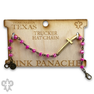 Gold cross beaded trucker hat chain
