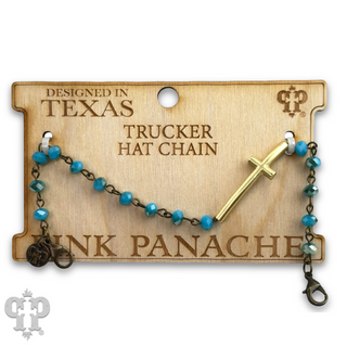 Gold cross beaded trucker hat chain