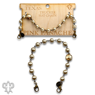 Trucker hat pearl bead chain with Austrian crystal