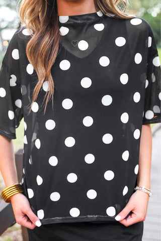 The After Dark Dot Mesh Tee - Boutique Bella BellaTop