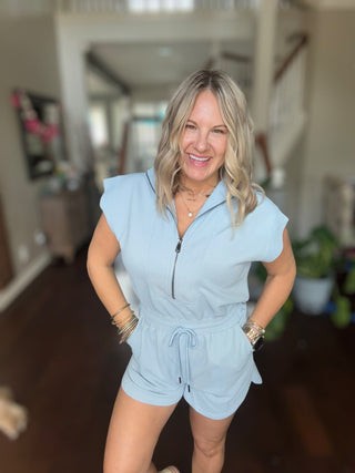 The All - Day Ease Romper - Light Blue - Boutique Bella BellaRomper