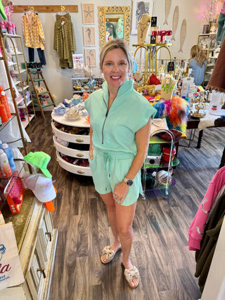 The All - Day Ease Romper - Mint - Boutique Bella BellaRomper