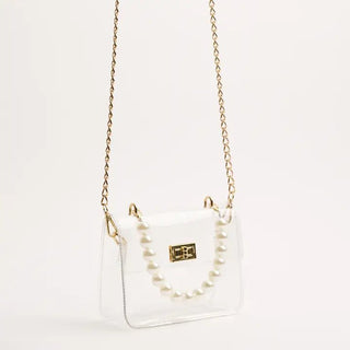 The Audrey Clear Stadium Bag - Pearl - Boutique Bella BellaHandbag