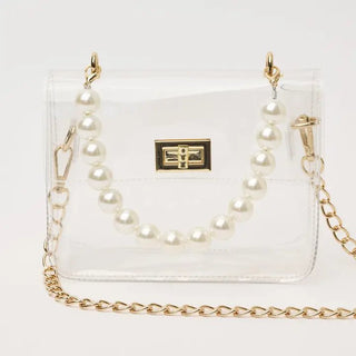 The Audrey Clear Stadium Bag - Pearl - Boutique Bella BellaHandbag