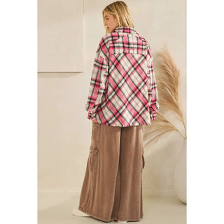 The Bubblegum Edge Plaid Shacket - Boutique Bella BellaShacket