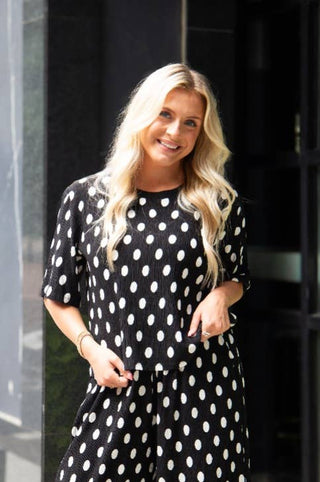 The Earhart Top with 3/4 Sleeves, Polka Dot - Boutique Bella BellaTOP