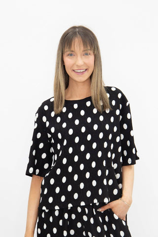 The Earhart Top with 3/4 Sleeves, Polka Dot - Boutique Bella BellaTOP
