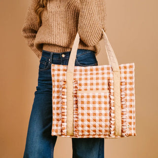 The Everyday Quilted Tote Bag-Maple Gingham - Boutique Bella BellaTote Bag