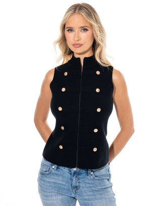 The Gold Standard Button Vest - Black - Boutique Bella BellaSweater Vest