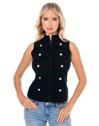 The Gold Standard Button Vest - Black - Boutique Bella BellaSweater Vest