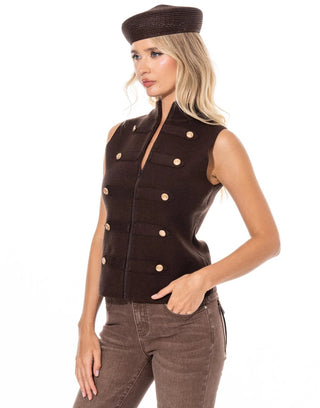 The Gold Standard Button Vest - Brown - Boutique Bella BellaSweater Vest
