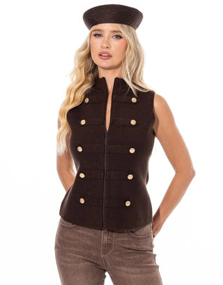 The Gold Standard Button Vest - Brown - Boutique Bella BellaSweater Vest