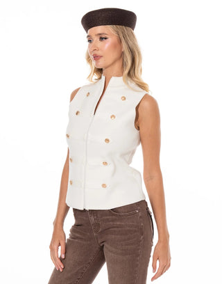 The Gold Standard Button Vest - Cream - Boutique Bella BellaSweater Vest