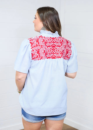 The Reece Top - Denim - Boutique Bella BellaTop