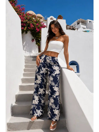 The Selma Pants - Navy Floral - Boutique Bella BellaPants