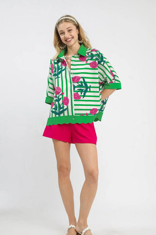 The Stripe & Bloom Shirt - Boutique Bella Bellablouse