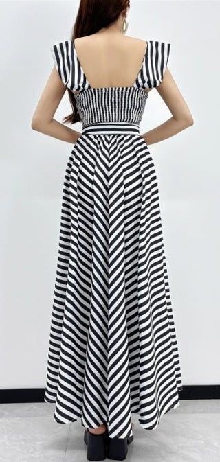 The Structured Stripe Midi - Boutique Bella BellaDress