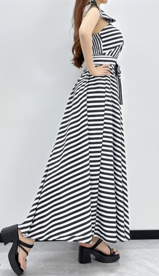 The Structured Stripe Midi - Boutique Bella BellaDress