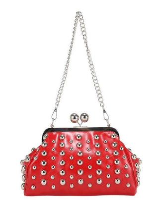 The Studded Coco Handbag - Red - Boutique Bella BellaPurse