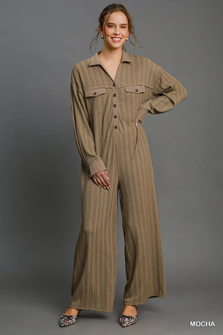 The Textured Ease Jumpsuit - Boutique Bella BellaJumpsuit