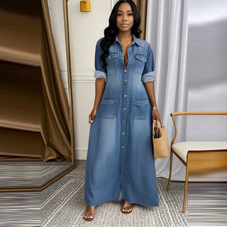 The Weekend Wanderer Faux Denim Dress - Boutique Bella BellaDress