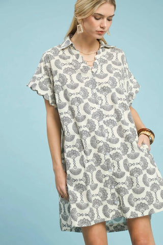 The Whimsy Scallop Button - Front Shirt Dress - Boutique Bella BellaDRESS